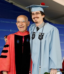 Dean Emeritus Peter J. Awn and Robbie LeDesma '14GS pictured at Class Day in 2014 Robbie LeDesma and Dean Peter J. Awn at GS Class Day in 2014