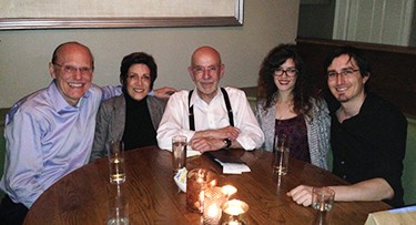 (Left to Right) Dr. James C. Mabry '81GS, Judith J. Mabry, Dean Emeritus Peter J. Awn, Katherine Cartusciello '16GS, and Robbie LeDesma '14GS catch up at dinner in NYC in 2016. (Left to Right) Dr. James C. Mabry '81GS, Judith J. Mabry, Dean Emeritus Peter J. Awn, Katherine Cartusciello '16GS, and Robbie LeDesma ‘14GS catch up at dinner in NYC in 2016.