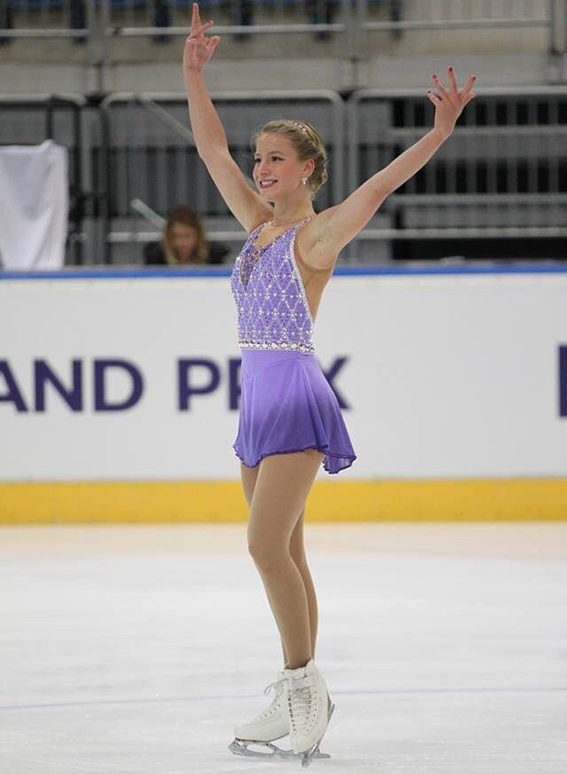 Incoming gs student Silvia Hugec figure skates in a competition  