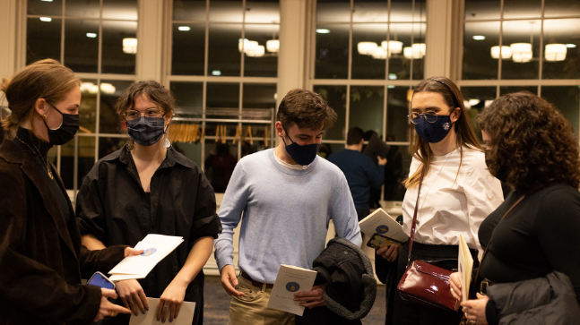 Honors Society students mingle at the reception.