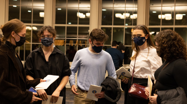 Honors Society students mingle at the reception. 