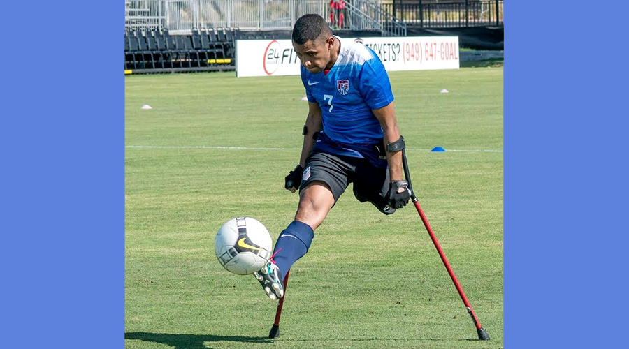 GS student Joan Bolanos Martinez playing soccer