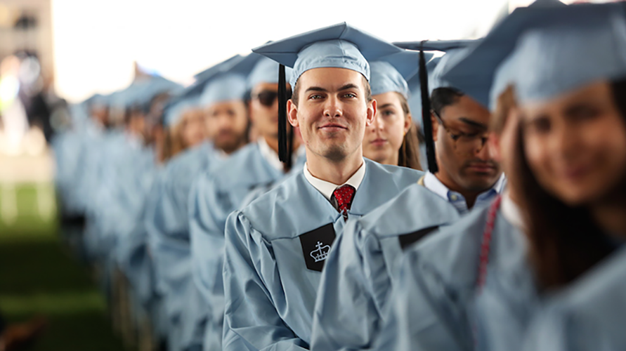 Columbia students sit during the Class Day Ceremony 