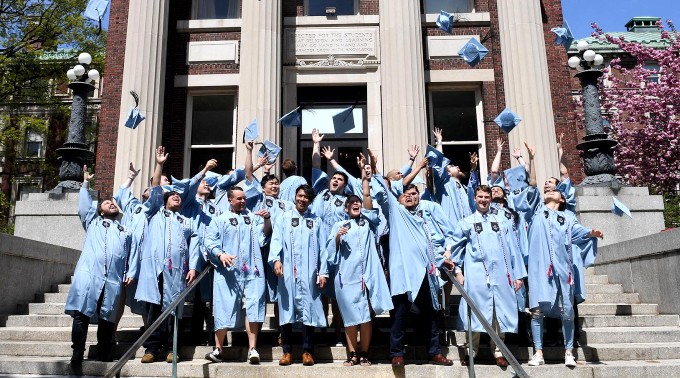 Veterans celebrate their upcoming graduation from Columbia University