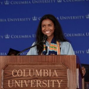 Justice Betty giving her speech as the valedictorian of the Columbia GS Class of 2018