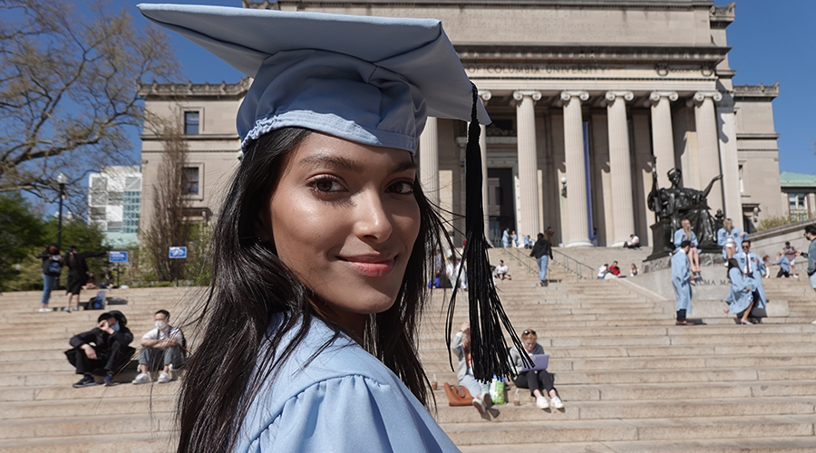 Pritika Swarup in Columbia graduation regalia
