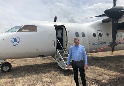 Thierry Senechal preparing to take off on United Nations Airplane