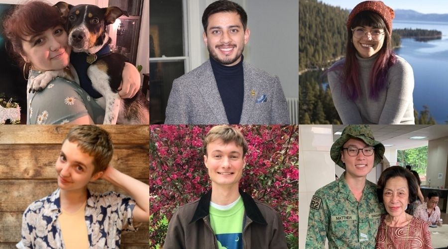 Images of six incoming students featured in this article. Top (left to right): Anaïs Elkins, Alejandro Carrillo, Isabella Redivo. Bottom (left to right): Kat Christensen, Finnegan Clark, and Matthew Oey.
