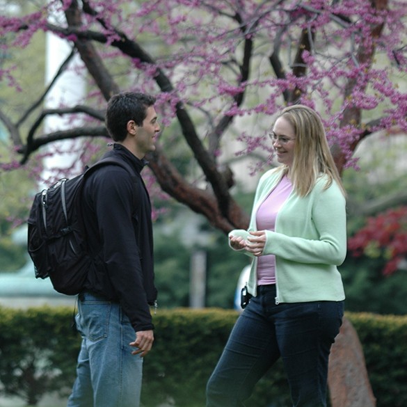 Students talking on campus